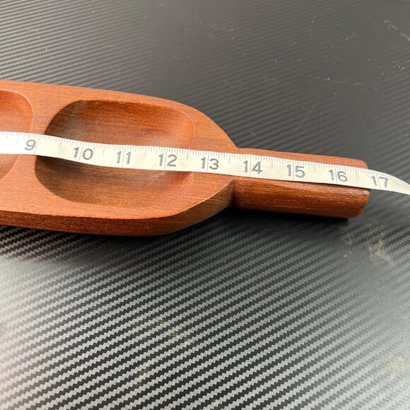 Imperial International Handcrafted Teak Three-Compart Wooden Bowl Snack Tray - Picture 8 of 10